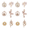 Cheriswelry 12Pcs 6 Style Brass Micro Pave Clear Cubic Zirconia Pendants KK-CW0001-04-20