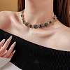 Alloy Full Rhinestone Flower Link Chain Necklaces for Women WGB743E-04-1