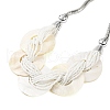Spray Painted Disc Freshwater Shell & Acrylic Beaed Bib Necklaces NJEW-S427-01P-06-2