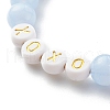Round Imitation Gemstone & Plating Beads Stretch Bracelet Sets BJEW-JB06409-03-7