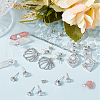 Beebeecraft 30Pcs 3 Styles Clear Cubic Zirconia Stud Earring Findings EJEW-BBC0001-28-4