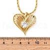 Brass Pave Clear Cubic Zirconia Heart Pendant Necklaces for Women NJEW-K381-07A-G-5