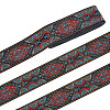 National Style Polyester Jacquard Flower Ribbon for Garment Accessories OCOR-WH0097-39B-1