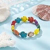 Dyed Synthetic Turquoise Sea Turtle Beaded Stretch Bracelet for Women BJEW-JB09396-3
