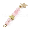 3Pcs 3 Styles Natural Rose Quartz Faceted Round Beaded Pendants PALLOY-JF03604-03-4