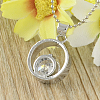 Flat Round Real Platinum Plated Brass Cubic Zirconia Pendants ZIRC-R014-59-2