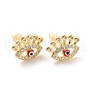 Clear Cubic Zirconia Evil Eye Stud Earrings with Enamel EJEW-A072-26LG-2