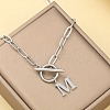 Stainless Steel Paperclip Chain Initial Necklaces with OT Clasps WGD6039-13-1