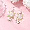 304 Stainless Steel Flower with Butterfly Dangle Earrings EJEW-MZ00455-02-2