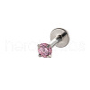 G23 Titanium Alloy Cubic Zirconia 17 Gauge Flat Round Threadless Labrets WG94BD7-05-1