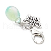 Glass Teardrop & Tibetan Style Alloy Butterfly Pendant Decorations HJEW-JM03253-5