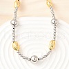 Two Tone Brass Round and Oval Beaded Necklaces NJEW-D314-08PG-1