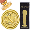 Brass Wax Seal Stamps with Wood Handle AJEW-WH0412-0247-1