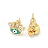 Evil Eye Real 18K Gold Plated Brass Stud Earrings EJEW-L269-103G-02-2