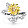 Sunflower Alloy with Rhinestone Adjustable Cuff Rings FS-WG522AE-01-5