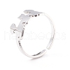 Kittens and Puppies 304 Stainless Steel Cuff Ring for Women RJEW-B035-08P-3
