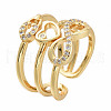 Adjustable Brass Micro Pave Clear Cubic Zirconia Cuff Rings RJEW-M135-02G-3