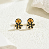Stainless Steel Enamel Flower Stud Earrings DR1197-1