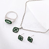 Rhombus Alloy with Rhinestone Pendant Necklace & Stud Earring & Ring FS-WGFED7A-06-1