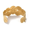 Stainless Steel Chunk Leaf Open Cuff Bangles for Women BJEW-G719-17G-3