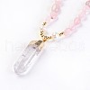 Natural Rose Quartz and Natural Quartz Crystal Pendant Necklaces NJEW-I220-03-2