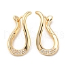 Brass with Clear Cubic Zirconia Hoop Earrings EJEW-B035-36KCG-1