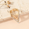 Fashionable V-shape Alloy Crystal Rhinestone Finger Rings for Women DH6249-1-3