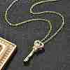 Brass Pave Cubic Zirconia Heart Key Pendant Necklaces for Women NJEW-R027-03G-01-3