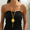 Modern fashion Brass and Iron Flower Textured Rhombus Tassel Pendant Nnecklaces for Women IU5772-1