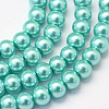 Baking Painted Pearlized Glass Pearl Round Bead Strands HY-Q330-8mm-65-1