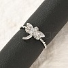 304 Stainless Steel Crystal Rhinestone Cuff Rings for Women RJEW-G338-02P-1