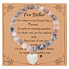 Olycraft Natural Zebra Jasper Round Beaded Stretch Bracelet with Alloy Heart Charm BJEW-OC0001-09B-1