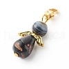 Dyed Natural Fire Crackle Agate & Striped Agate Pendant Decorations HJEW-JM00541-03-4