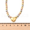 Three-color Brass Heart & Round Beaded Necklaces for Women NJEW-D314-10PG-5