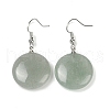 Natural Green Aventurine Flat Round Dangle Earrings EJEW-D188-03P-03-1