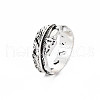 Feather Wrap Alloy Open Cuff Ring for Women RJEW-N029-101-3