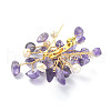 Natural Mixed Gemstone Chips & Pearl Beaded Flower Brooch Pin JEWB-BR00098-6