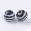 Round Striped Resin Beads RESI-R158-6mm-11-2