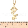304 Stainless Steel Hollow Cut Yoga Om Lotus Flower Pendant Necklaces NJEW-Z073-02G-04-5