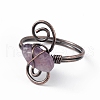 Natural Amethyst Chips with Vortex Finger Ring RJEW-L082-02R-04-3