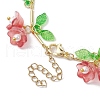 Flower Glass & Acrylic Charm Bracelets BJEW-JB10443-03-4