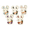 12Pcs 5 Colors Rabbit with Carrot Enamel Pins JEWB-A033-13G-2