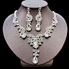 Teardrop Alloy Rhinestone Pendant Necklaces & Stud Earrings Sets FS-WG537BF-01-1