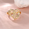 Heart with Flower Hollow Out Brass Finger Rings FS-WG99C3E-05-1