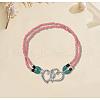 Glass Seed Beads & Alloy Heart Link Anklets WGBE152-10-1