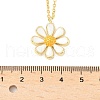 Brass White Enamel Flower Pendant Necklaces for Women NJEW-S449-07G-5