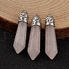 Bullet Natural Rose Quartz Pointed Pendants X-G-E332-C23-1