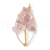 Natural Rose Quartz Chip Pendants PALLOY-JF02596-04-1