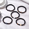 Natural Lava Rock Beads  Stretch Bracelets for Women Men BJEW-JB11323-1