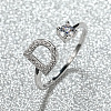 Brass Micro Pave Cubic Zirconia Cuff Rings for Women FS-WGA4C54-30-1
